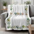 thumbnail image 2 of Green Eggs Easter Blanket Soft Cozy Warm Throw Blanket for Couch, Plush Fuzzy Flannel Fleece Blankets for Sofa, Leaves Elegant Pastoral Botanical Bed Blankets Lightweight Gifts for Women, 32"x48", 2 of 9