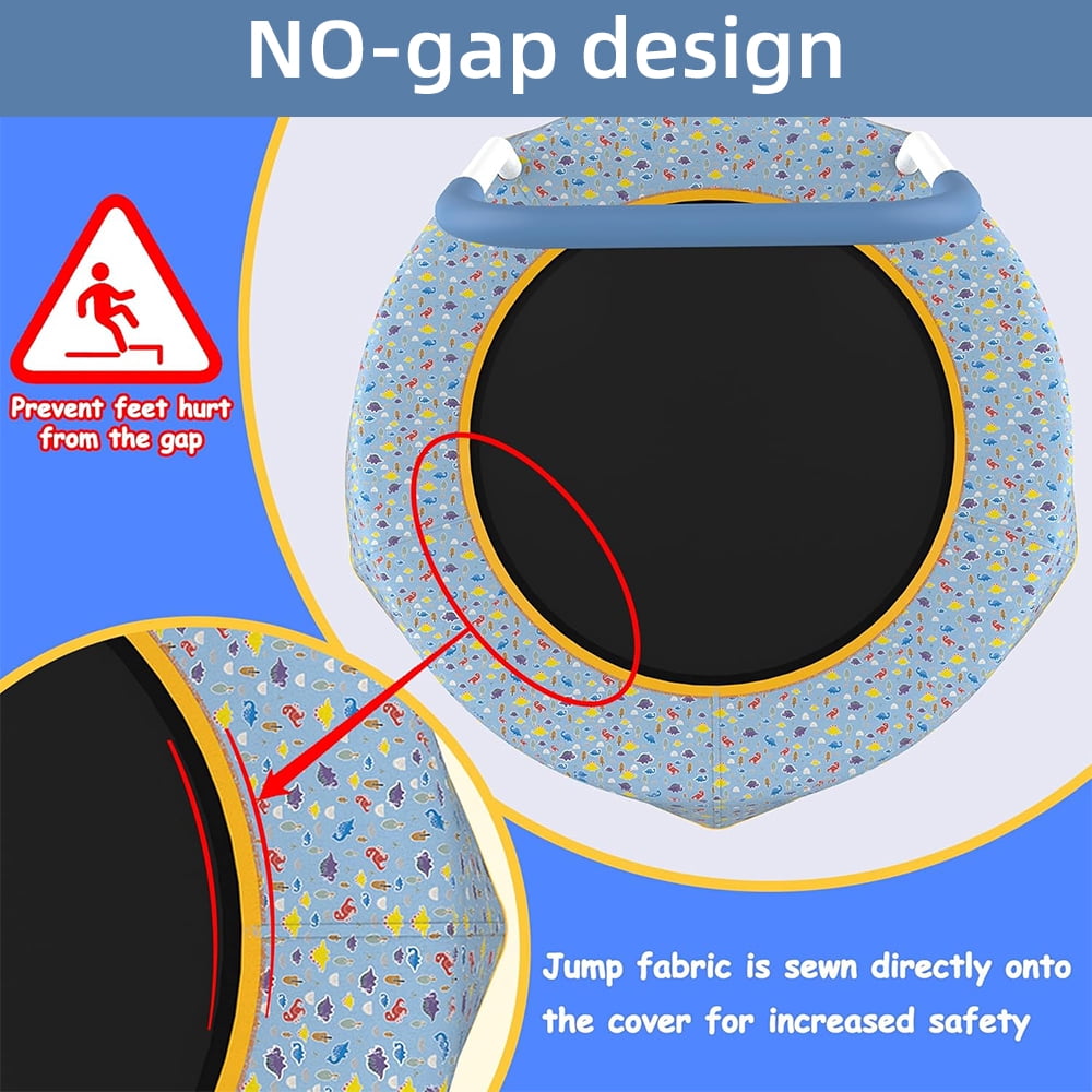 MIDODO Trampoline for Kids, 27.5 in Toddler Trampoline with Foam Handle for Indoor and Outdoor Use, Foldable Mini Trampoline for Fun Play & Exercise