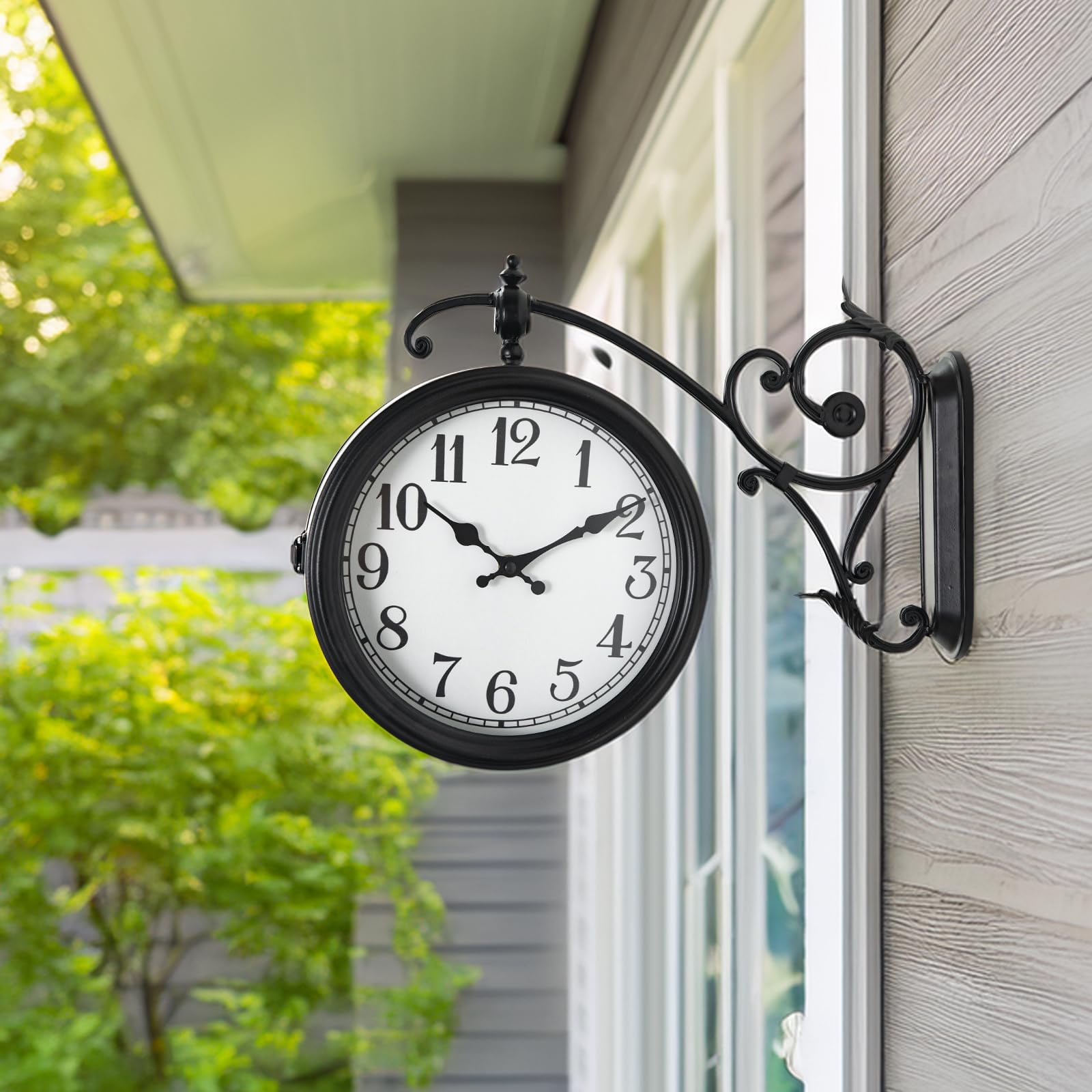 MODE HOME Double Sided Wall Clock, European Metal Vintage Wall Clock, Large Antique Corner Wall Clocks for Garden,Indoor,Outdoor,Living Room Decor