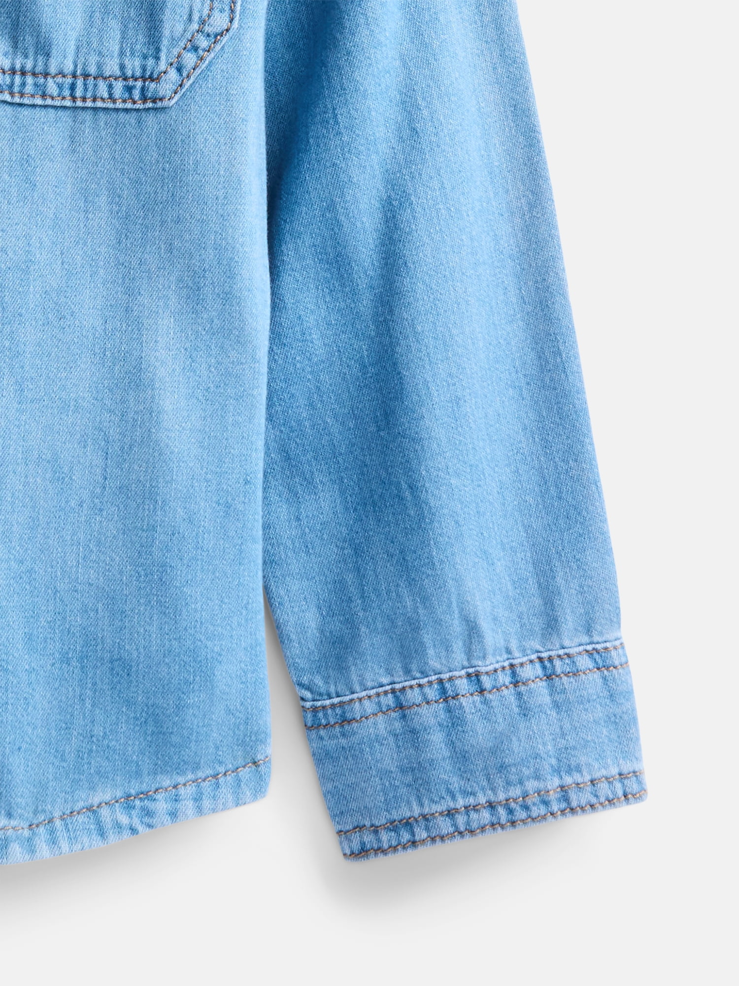 Wonder Nation Girls Denim Shirt with Long Sleeves, Sizes 4-18 & Plus