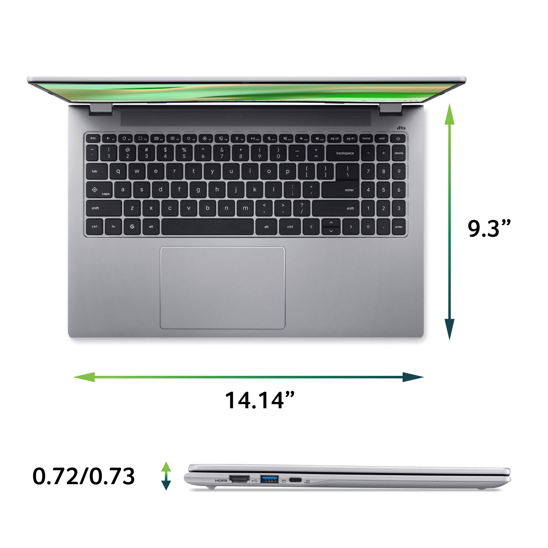 Acer Chromebook 315 15.6” Full HD (1920 x1080) Laptop, Intel Processor N50, 8GB RAM 128GB, Sparkling Silver CB315-7HT-C7GN, ChromeOS