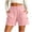Pink, variant on Women's Summer Casual Cotton Linen Blend Elastic Waist Button-Up Shorts with Pockets High Waist Beach Bottoms