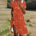 thumbnail image 2 of Vestido Corto de Manga Larga para Mujeres Brillante Impresión Cuello en V Suelto Cómodo, Vestido de Moda de Malla para Fiesta Y Ocasional, 2 of 7