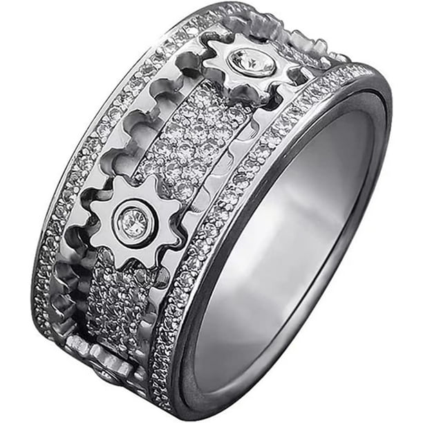 Anillos de banda para aliviar el estrés y la ansiedad, anillo mecánico giratorio para parejas de hombres (8)