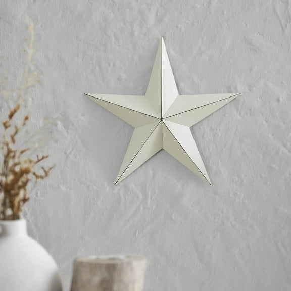 VHC Brands Patriotic Metal Star Distressed 12x12, Independence Day Decor, Decorative Wall Hanging, Rustic Farmhouse Decorations, Creme, Black