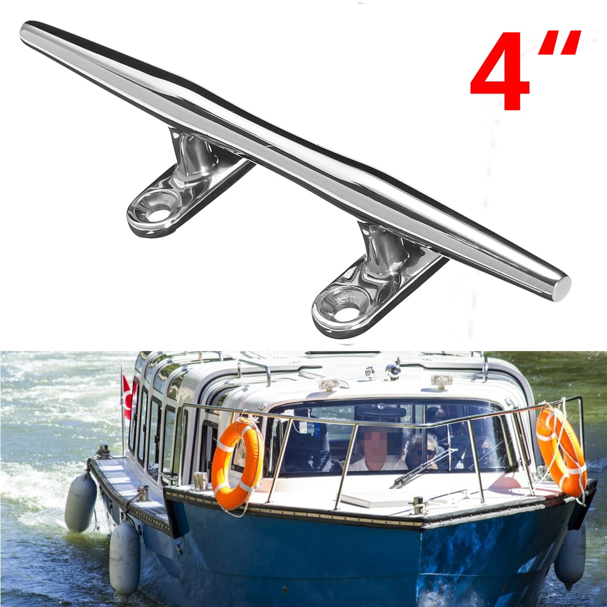 2X 6in Stainless Steel Yacht Jet Boat Dock Deck Line Rope Cleat Open Base 