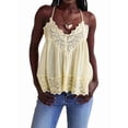 thumbnail image 2 of Summer Tank Tops for Women Loose Fit Pleated Tunics V Neck Sleeveless Lace Tops Lrregular Hem Flowy Yellow L, 2 of 6