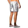 thumbnail image 3 of INSPIRE CHIC Metallic Shorts for Men's Elastic Drawstring Party Holographic Sparkly Shiny Hot Shorts with Pocket 28 Silver, 3 of 5