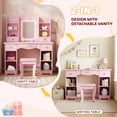 thumbnail image 2 of Pirecart Kids Vanity Set, Children Dressing Table and Chair with Mirror Drawer, 3 Color Lights, Large Storage, Detachable Shelf, Pink, 2 of 10
