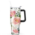 thumbnail image 2 of Watercolor Rose 40oz Stainless Steel Vacuum Insulated Tumbler with Lid and Straw for Water Iced Tea Coffee Smoothie and More, 2 of 5