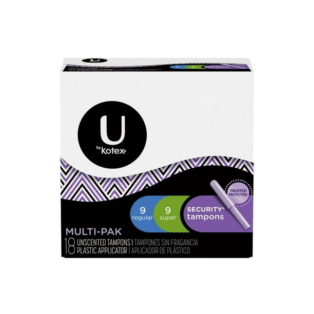 A Product of Kotex U Security Tampons MultiPack Regular/Super 18 ct