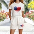 thumbnail image 4 of Boys Girls Kids 2-Piece Outfit Set Patriotic Graphic Print Short Sleeve Top & Shorts White 4-5 Years, 4 of 5
