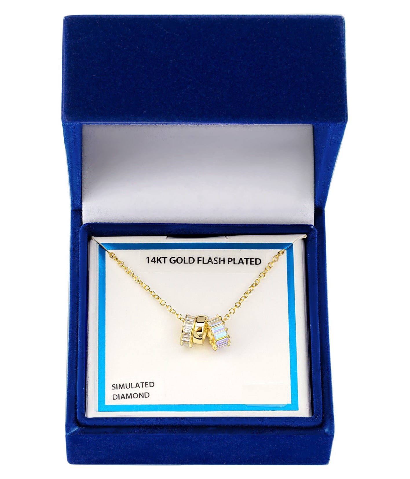 Adult 14KT Gold Flash Plated Ring Necklace with Simulated Diamonds