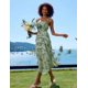 thumbnail image 5 of Vestido largo GRACE KARIN elegante con estampado floral escalonado en gasa verde, 5 of 6