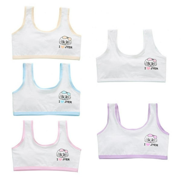 MesaSe 5 Pack Girls' Cami Crop Training Bra Cotton Breathable Kids