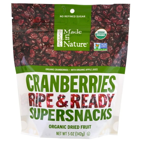 (Pack of 2)Made in Nature, Organic Cranberries Ripe & Ready Supersnacks, 5 oz