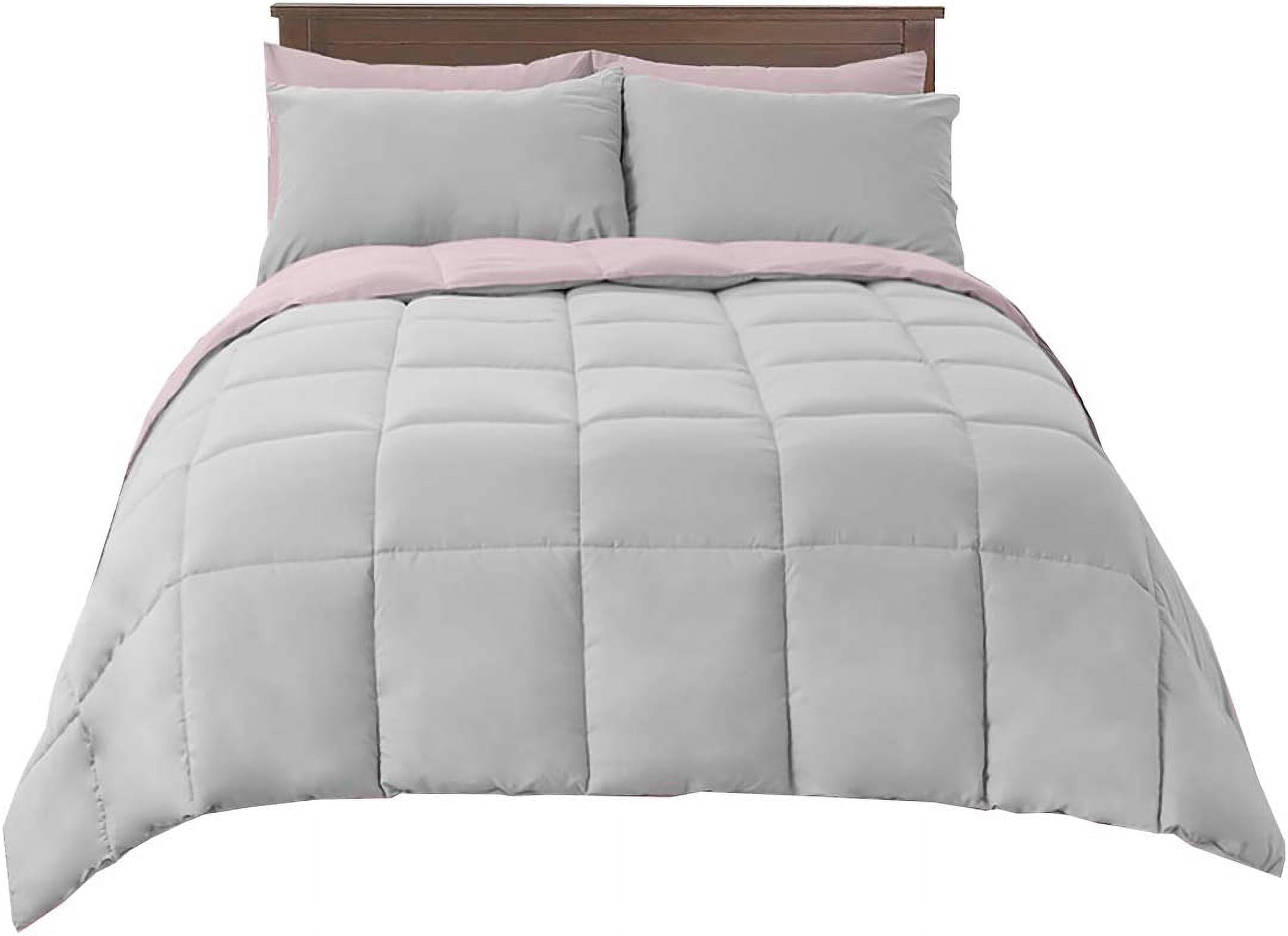 Sheetsnthings Reversible Down Alternative Comforter, Medium Warmth (49-Ounces of Fill) Oversized King Blanket, Blush-Grey