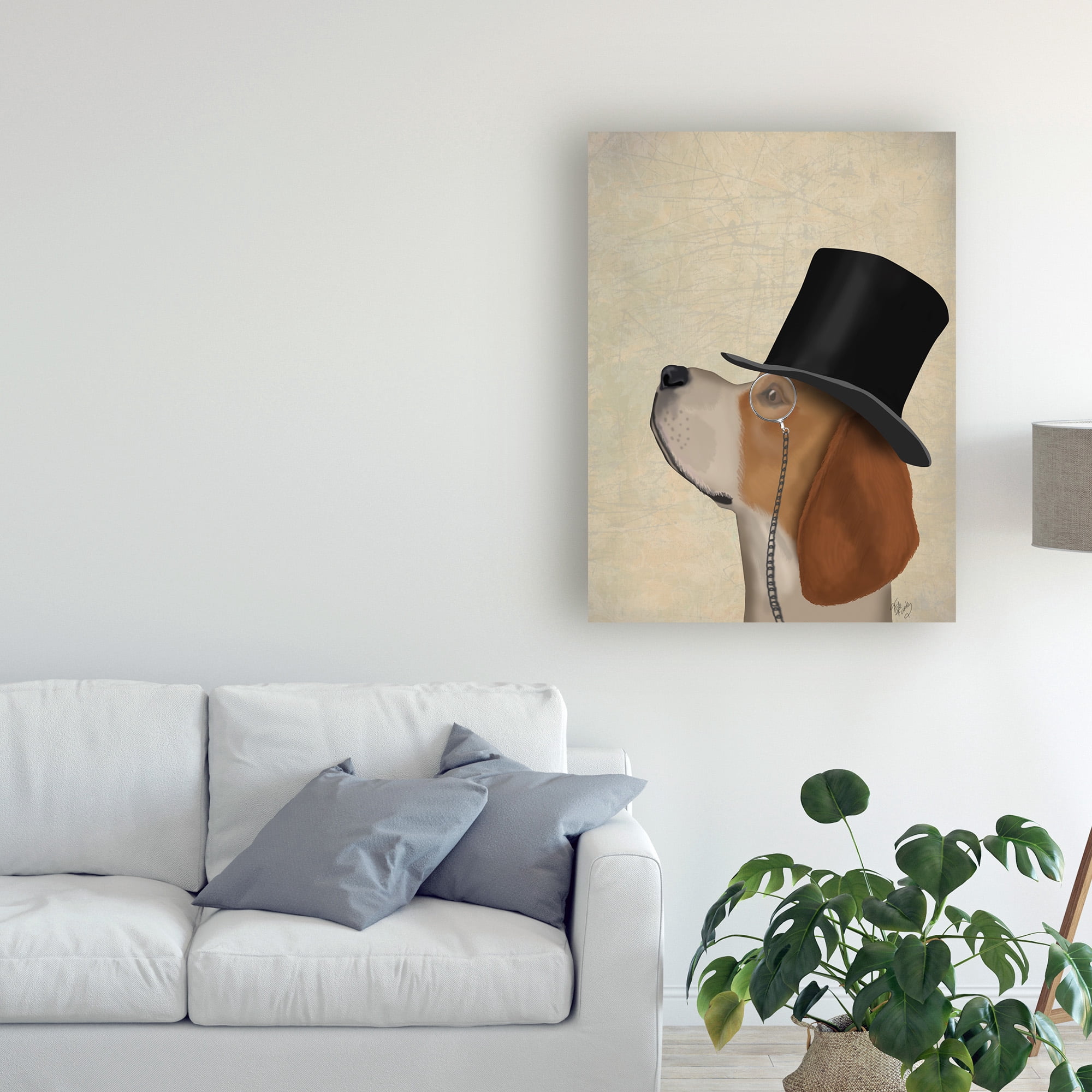 Trademark Fine Art 'Beagle, Formal Hound And Hat' Canvas Art by Fab Funky