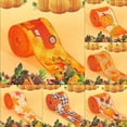 thumbnail image 2 of Orange Pumpkin Ribbon Autumn Harvest Overlock Ribbon 180 Inches of Craft Ribbon, 2 of 10
