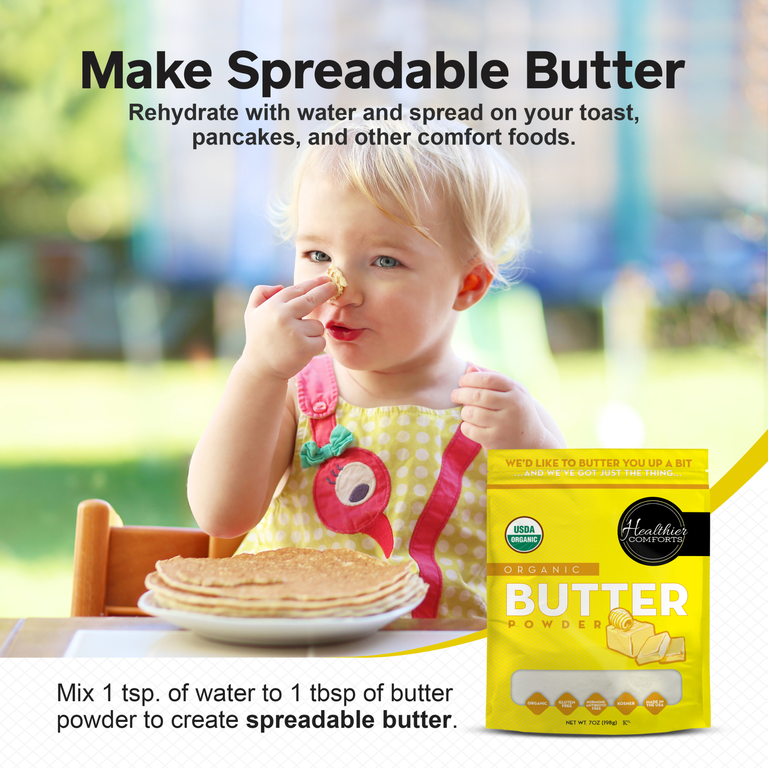 Healthier Comforts Organic Butter Powder 7oz | USDA Certified