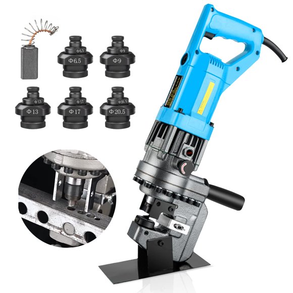 Bonvoisin Electric Hydraulic Hole Puncher ?1/4"-4/5" 1200W Punching Machine 110V Metal Hole Punch with Carbon Brush 5 Dies for Iron Copper Aluminum Plate Angle Steel