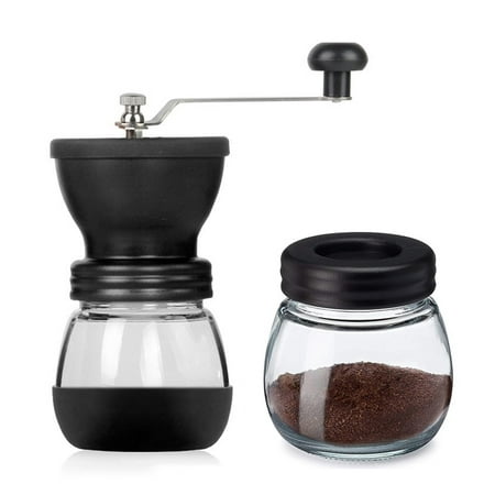 

WELPET Manual Coffee Grinder Set with Ceramic Burrs Hand Coffee Mill with Glass Jars Adjustable Coarseness Hand Coffee Grinder