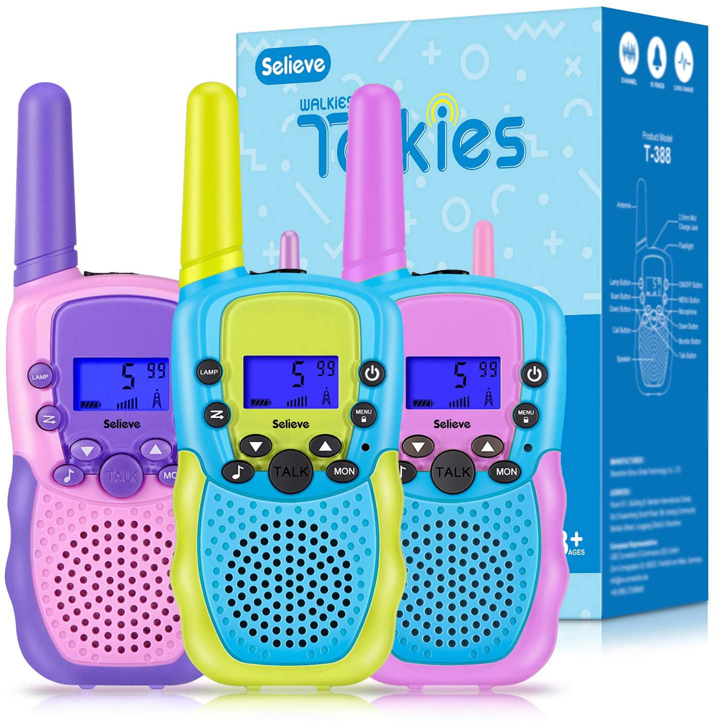 Toys for 3-12 Year Old Boys BIBOYELF Walkie Talkies for Kids Toys for 3-12 Year Old Girls,5-9 Year Old Girl Birthday Gift,Outside Toys for Kids Outdoor Play,HK-688 1Pair Pink 