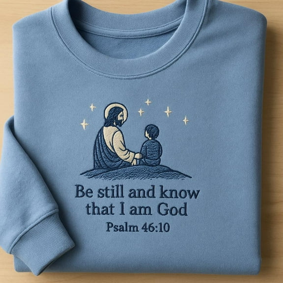 Be Still and Know I Am God Psalm 46:10 Sweatshirt, Jesus Embroidered Hoodie, Christian Faith Apparel, Bible Verse Gift