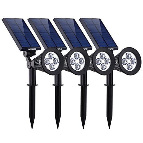 eTopLighting 3LED Solar Garden Spotlight 4 Pack Adjustable Solar Panel for Land 
