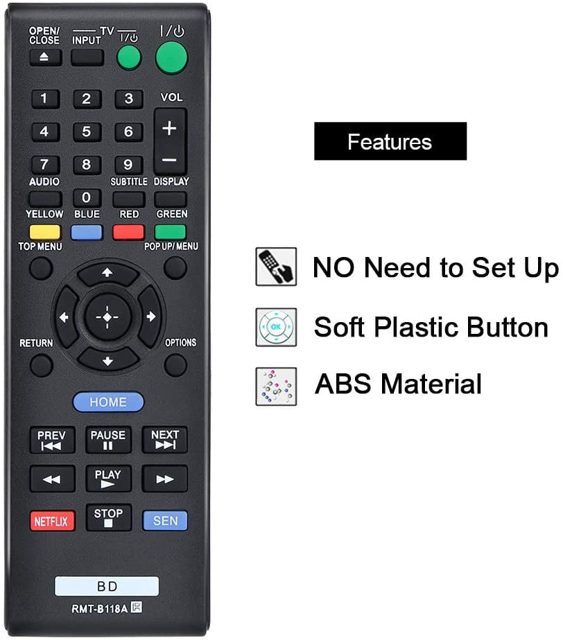 BDP-S1100 BDP-S3100 BDP-BX310 Replacement Remote Control for Sony BDP-BX110 