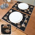 thumbnail image 3 of ICHUDAN Cute Brown Cartoon Owls Placemats Set of 4 Heat Resistant Stain Resistant Polyester Table Place Mat Anti-Skid Washable Table Mats for Dining Kitchen Table Decor, 3 of 9
