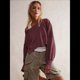 thumbnail image 5 of Sudadera Corta para Mujer, Cuello Redondo, Larga, Talla Grande, Otoño-Invierno 2025, Estilo Jersey Holgado. Vino Tinto M, 5 of 8