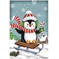 thumbnail image 2 of Sledding Penguin Christmas Garden Flag - 12” x 18”, Cute Winter Garden Accessories, 2 of 4