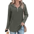 thumbnail image 2 of Yokua Women's Quarter Zip Waist Hoodie Pullover Long Hooded Sweatshirt, 2 of 5