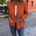 thumbnail image 3 of Women's Fashionable Solid Color Long Sleeved Stand Up Collar Zipper Loose Pocket Jacket Casual Jacket for Fall Winter Outdoor Activities,Orange,XL, 3 of 8