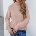 thumbnail image 6 of Fesfesfes Women Sweaters Solid Color Long Sleeve Mock Neck Pullove O-Neck Shirt Sweater Tops Plus Size Clearance $10, 6 of 8