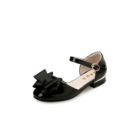 

Little Girl s Low Heel Sandals Ballet Dress Shoes Flower Girls Mary Jane Bridesmaids Dress Shoes Toddler Kids Wedding Party PU Leather Flat Princess Shoes With Bowknot