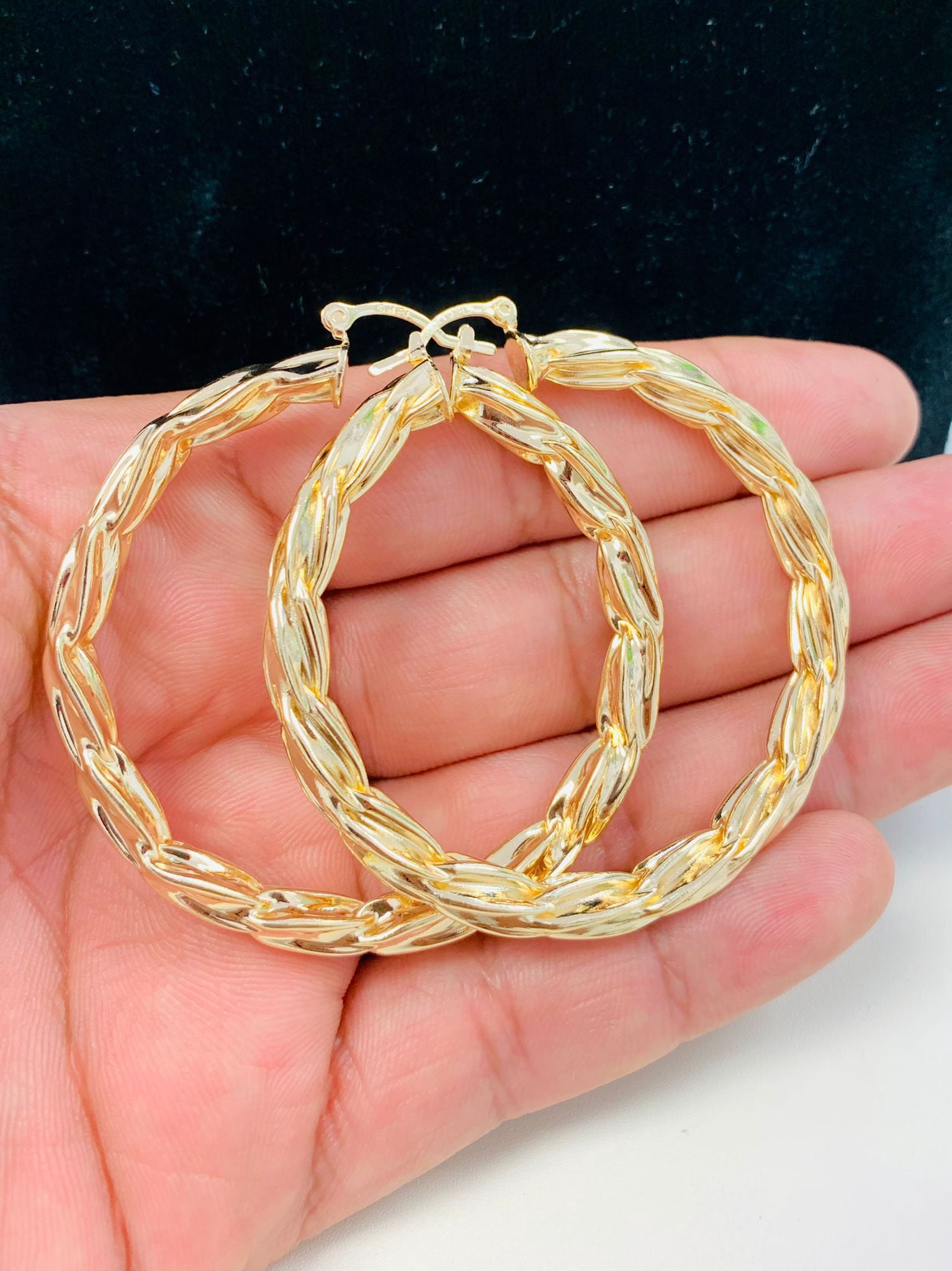 18K Gold Filled Twisted Hoop Earrings Diamond Cut for Women Gifts Fashion Style  - Prime Jewelry 269