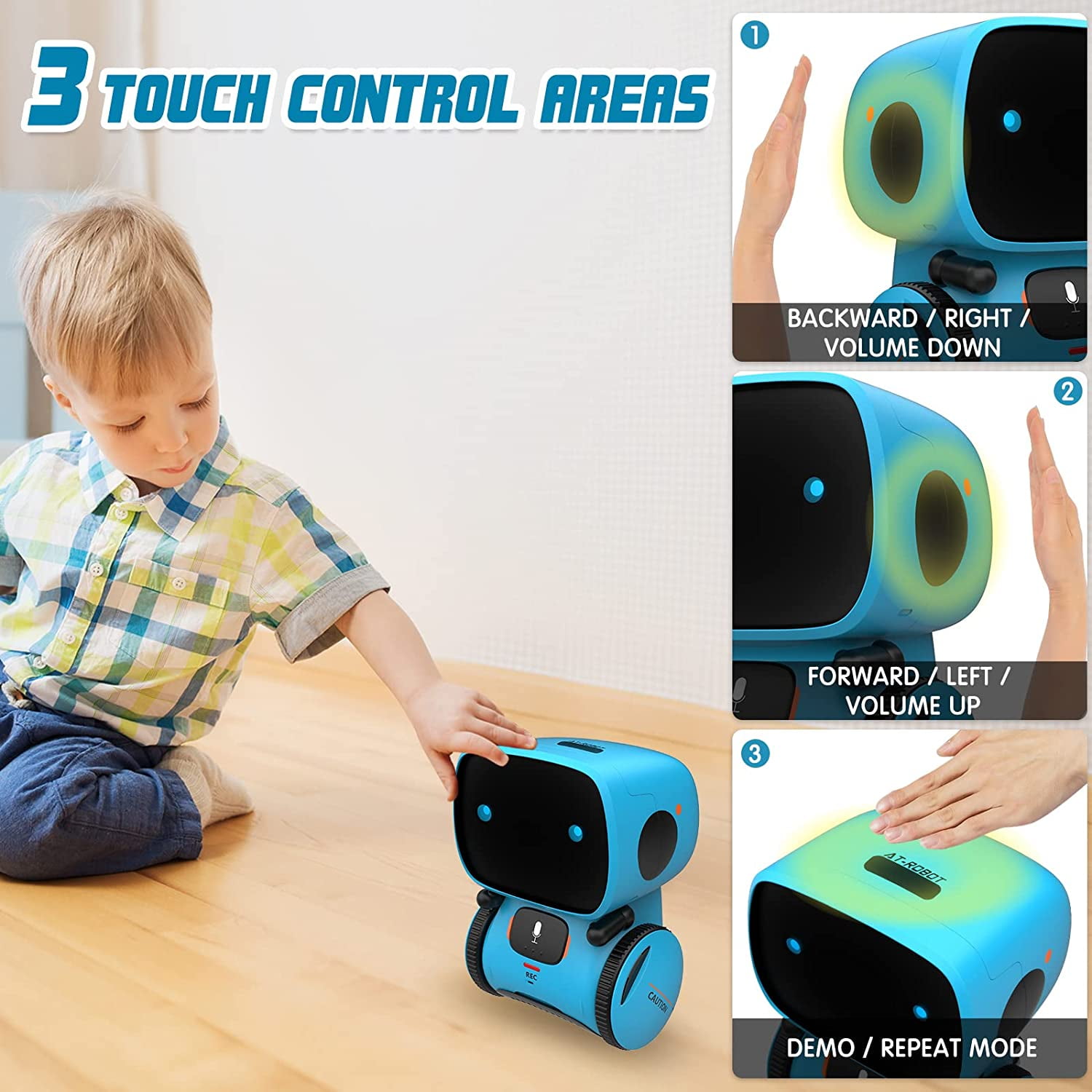 Smart Touch Sensing Talking Robot Toy Head Touch-Sensitive LED Lights Alloy  Robot Toys For Kids Gift Red Green Blue Boy Toys - Realistic Reborn Dolls  for Sale