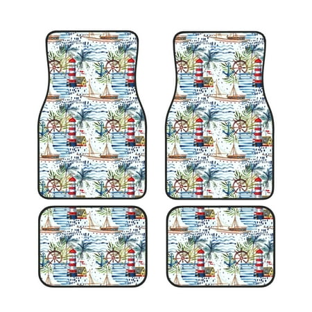 Gaeub Watercolor Sailboat Print 4 Pieces Car Floor Mats Car Universal Car Carpet Mats Fit for SUV Vans Sedans Trucks