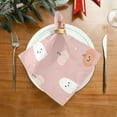 thumbnail image 2 of 4 Pack 20'' x20" Satin Table Napkins Dinner Napkins for wedding Party Decoration events Pink Cartoon Ghosts and Pumpkins, 2 of 6