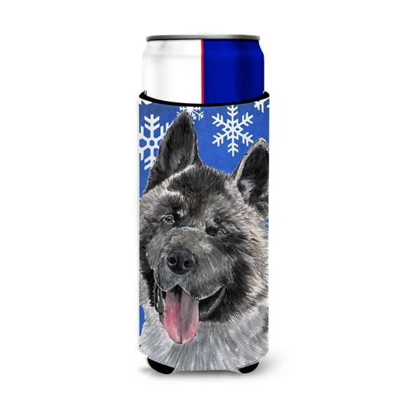 Carolines Treasures SC9481MUK Akita Winter Snowflakes Holiday Ultra Hugger for slim cans Slim Can multicolor