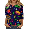 thumbnail image 2 of Outfmvch Chemises Mardi Gras pour Femmes, Hauts à Manches 3/4 pour Femmes, Tenue Mardi Gras pour Femmes, Blouses pour Femmes, Hauts d'Entraînement pour Femmes, Chandail en Molleton à Col Rond Imprimé Carnaval à la Mode Rose 6TG, 2 of 4