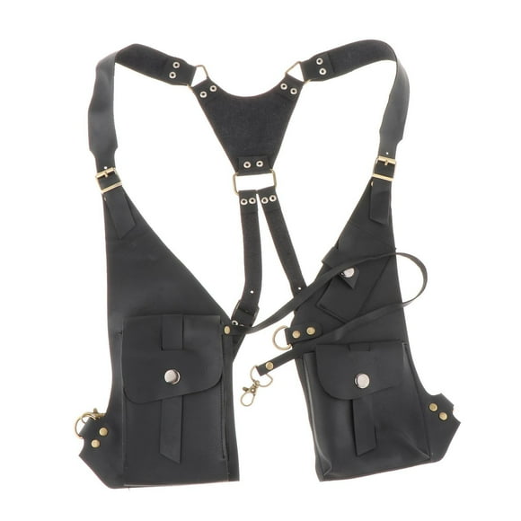 Bolso de hombro perfecl Steampunk con arnés de cuero PU Negro