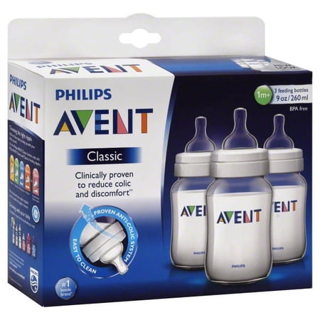 Philips AVENT SCF683/37 BPA Free Classic 9 Ounce Polypropylene Bottles, 3-Pack