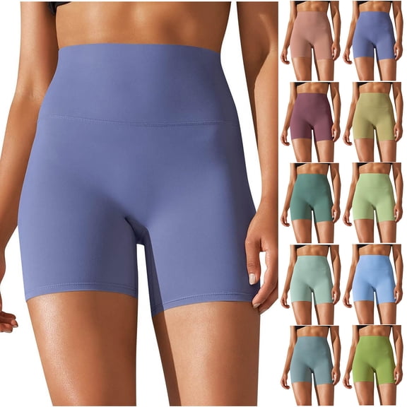 Mgmyaa Women's Solid Color High Waisted Yoga Shorts Adjustable Waist Stretchable