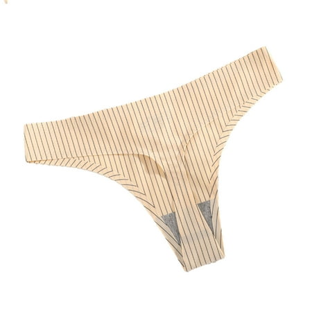 

HEVIRGO Women Panties Seamless Anti-pilling Stripe Contrast Colors Comfortable Soft Low Waist High Elasticity Anti-septic Women G-string for Daily Wear
