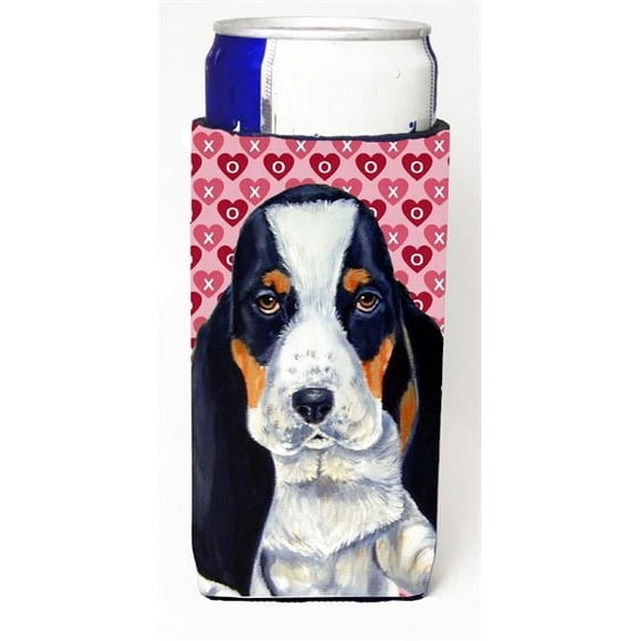Caroline's Treasures LH9149MUK Basset Hound Hearts Love And Valentines Day Portrait Michelob Ultra s For Slim Cans - 12 oz.