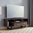 thumbnail image 4 of 60" Walnut Oak And Black Manufactured Wood Cabinet Enclosed Storage TV Stand, 4 of 9