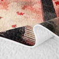 thumbnail image 5 of meiyoeat Samurai Japanese Dragon Bed Spread Queen for Boys, Galaxy Cherry Blossoms Queen Coverlet Set, Dark Crimson, 3 Pieces, 5 of 7